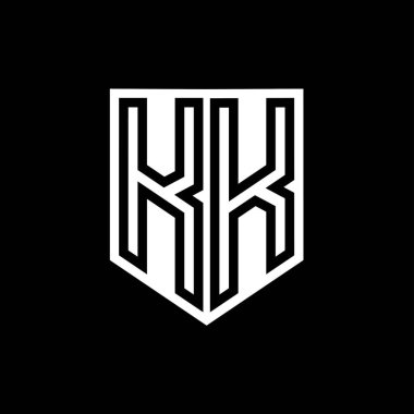 KK Harfi Logo monogram kalkan geometrik çizgisi kalkan biçimi tasarım şablonu içinde