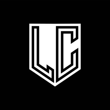 LC Letter Logo monogram kalkan geometrik çizgi içinde kalkan biçimi tasarım şablonu