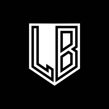 LB Harfi Logo monogram kalkan geometrik çizgi içinde kalkan biçimi tasarım şablonu