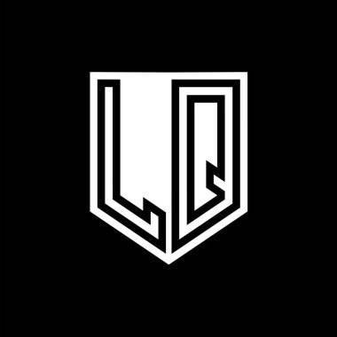 LQ Harfi Logo monogram kalkan geometrik çizgisi kalkan biçimi tasarım şablonu içinde
