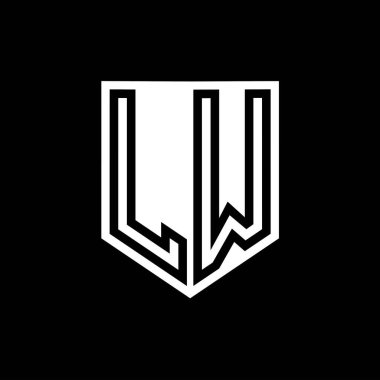 LW Harfli Logo monogram kalkan geometrik çizgisi kalkan biçimi tasarım şablonu içinde