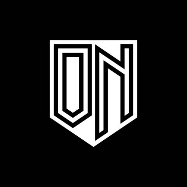 On Letter Logo monogram kalkan geometrik çizgi içinde kalkan biçimi tasarım şablonu