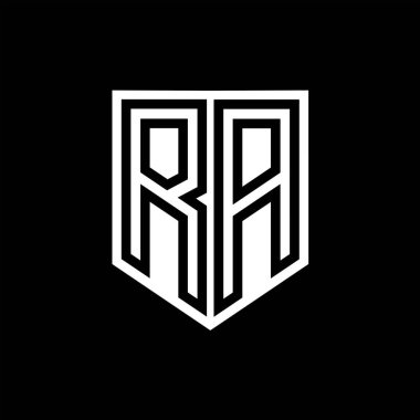 RA Harfi Logosu monogram kalkan geometrik çizgisi kalkan biçimi tasarım şablonu