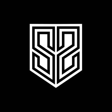 SZ Harfli Logo monogram kalkan geometrik çizgisi kalkan biçimi tasarım şablonu içinde