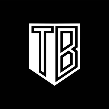 TB Harfi Logo monogram kalkan geometrik çizgisi kalkan biçimi tasarım şablonu içinde