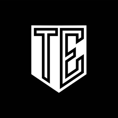 TE Letter Logo monogram kalkan geometrik satır içinde kalkan biçimi tasarım şablonu