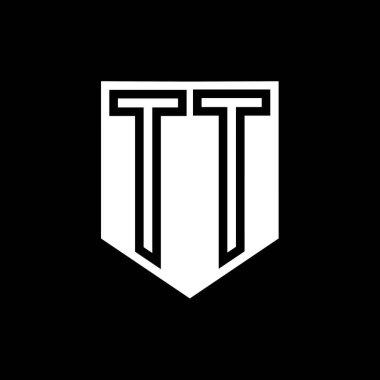 Kalkan biçimi tasarım şablonu içinde TT Letter Logo monogram kalkan geometrik çizgisi
