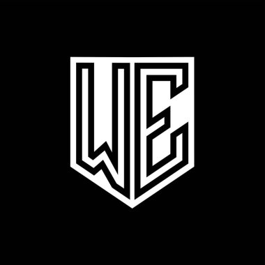 Biz Letter Logo monogram kalkan geometrik çizgi Kalkan tarzı tasarım şablonu içinde