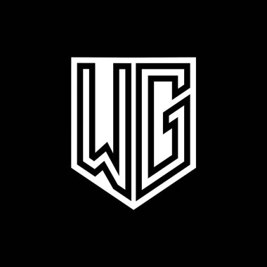 WG Harfi Logo monogram kalkan geometrik çizgisi kalkan biçimi tasarım şablonu içinde
