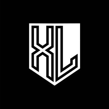 XL Harfi Logo monogram kalkan geometrik çizgisi kalkan biçimi tasarım şablonu içinde