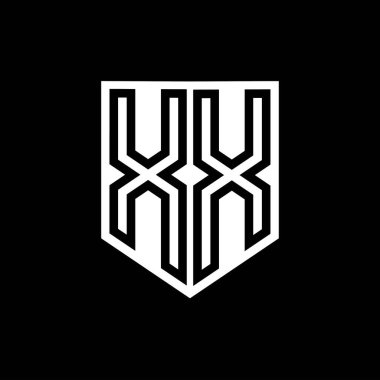 XX Harfli Logo monogram kalkan geometrik çizgisi kalkan biçimi tasarım şablonu içinde