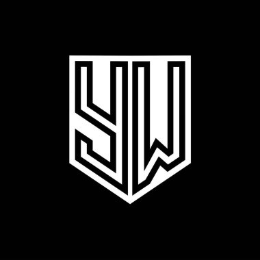 YW Harfli Logo monogram kalkan geometrik çizgisi kalkan biçimi tasarım şablonu içinde