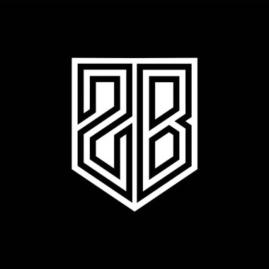 ZB Harfi Logo monogram kalkan geometrik çizgi içinde kalkan biçimi tasarım şablonu