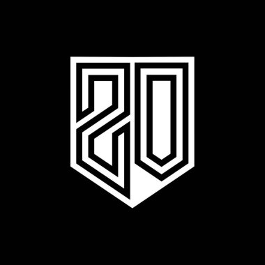 ZO Harfi Logo monogram kalkan geometrik çizgi içinde kalkan biçimi tasarım şablonu