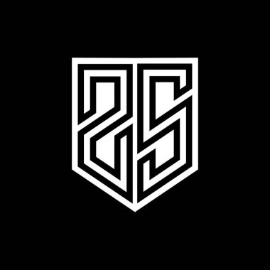ZS Letter Logo monogram kalkan geometrik çizgi içinde kalkan biçimi tasarım şablonu