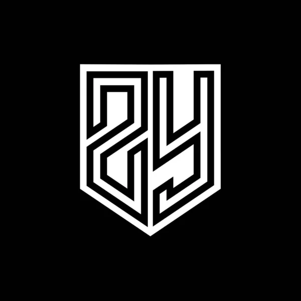 ZY Letter Logo monogram shield geometric line inside shield style design template