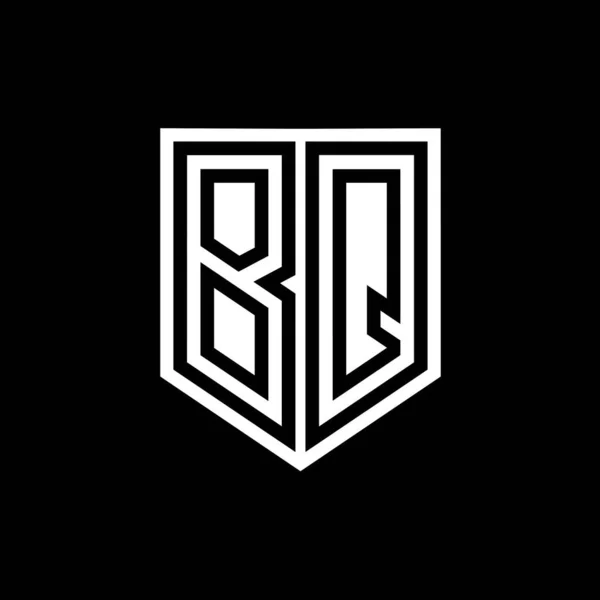 BQ Letter Logo monogram shield geometric line inside shield style design template