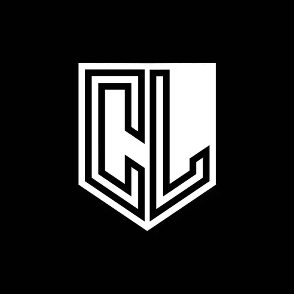 CL Letter Logo monogram shield geometric line inside shield style design template