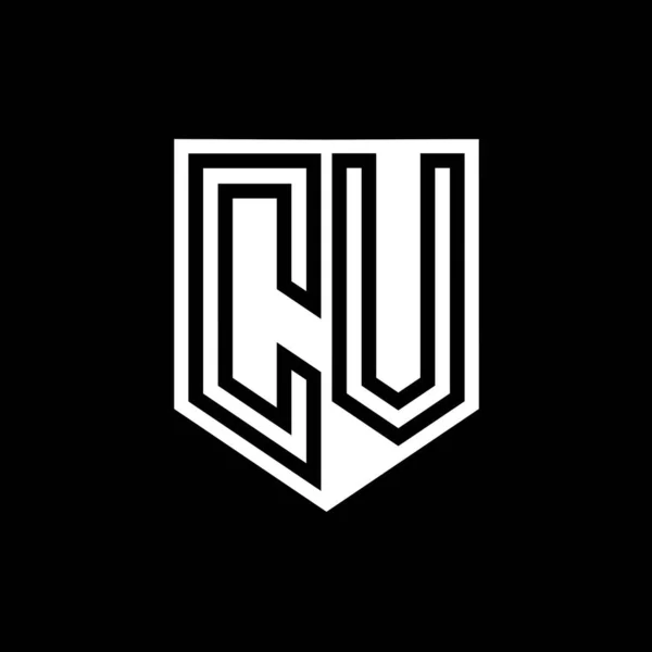 CV Letter Logo monogram shield geometric line inside shield style design template
