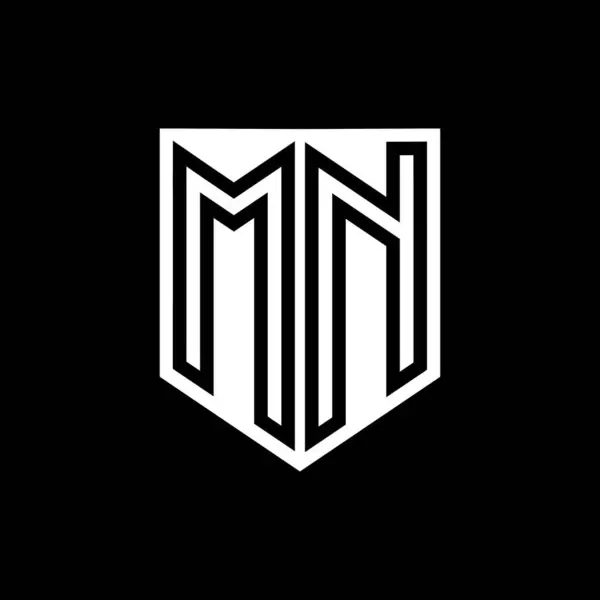 Carta Logo Escudo Monograma Línea Geométrica Interior Escudo Estilo Plantilla — Foto de Stock