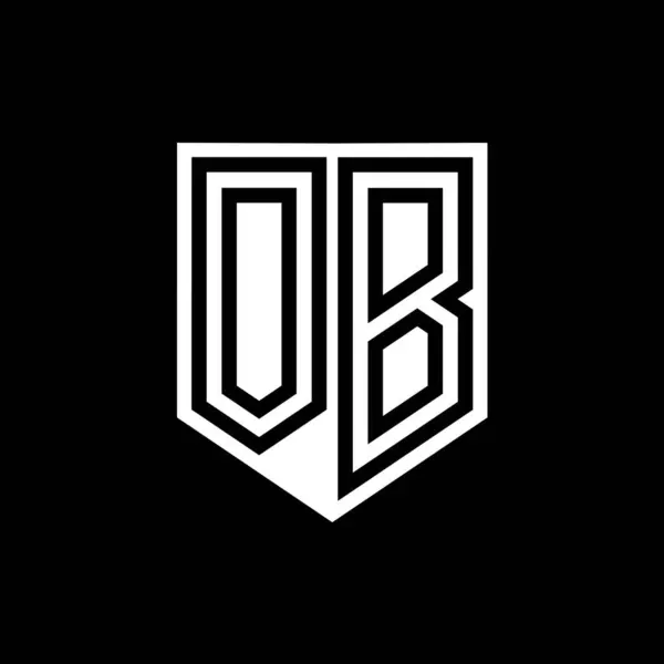 OB Letter Logo monogram shield geometric line inside shield style design template