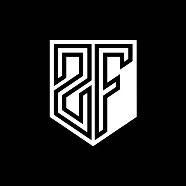ZF Letter Logo monogram shield geometric line inside shield style design template