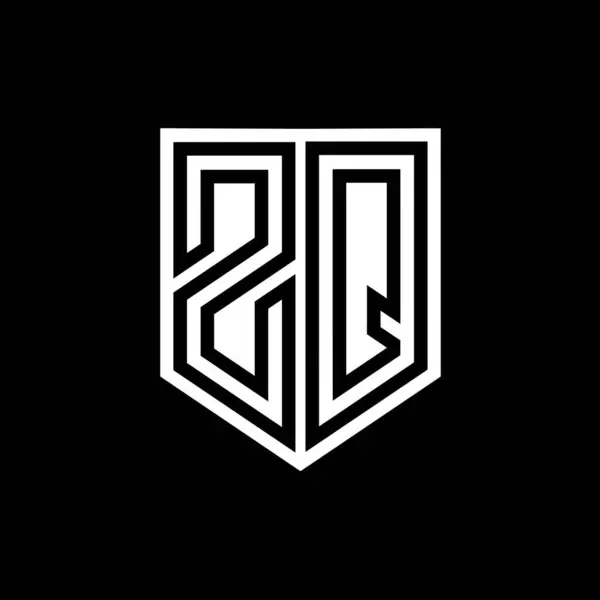 ZQ Letter Logo monogram shield geometric line inside shield style design template