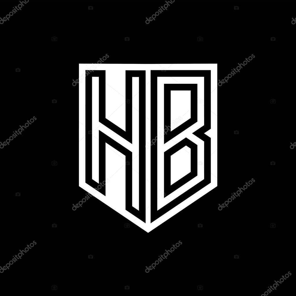 HB Letter Logo monogram shield geometric line inside shield style design template