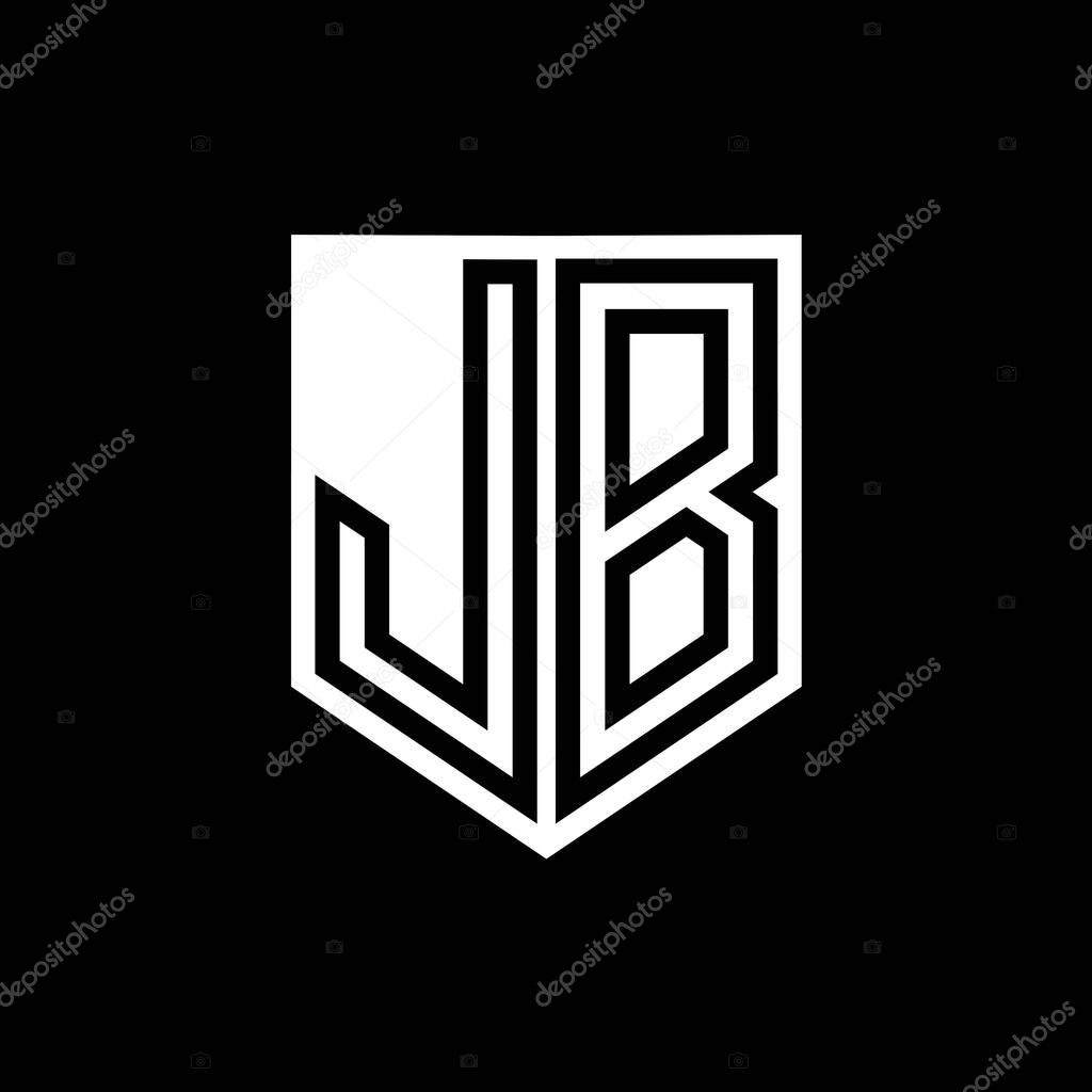 JB Letter Logo monogram shield geometric line inside shield style design template