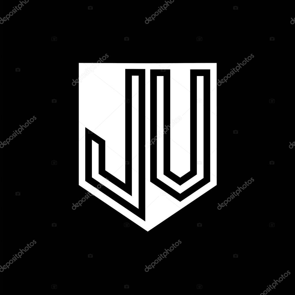 JV Letter Logo monogram shield geometric line inside shield style design template
