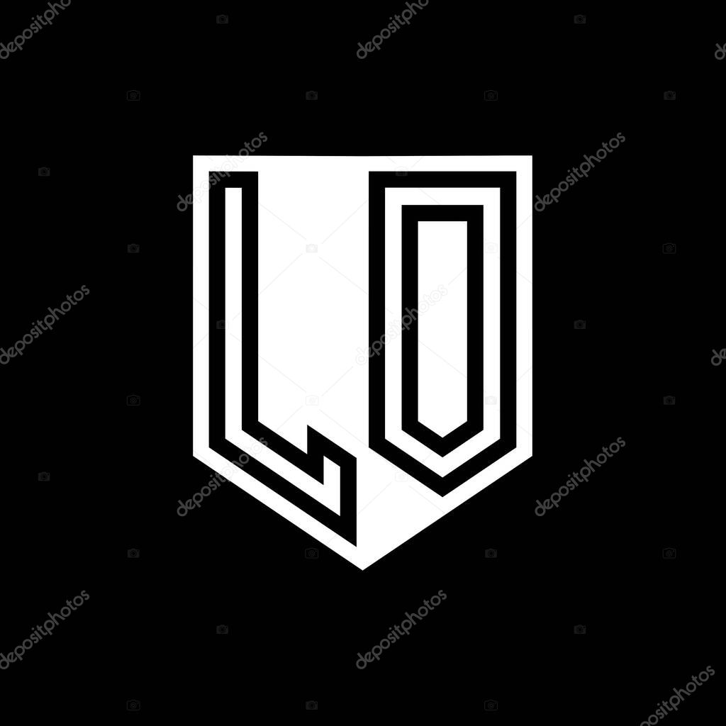 LO Letter Logo monogram shield geometric line inside shield style design template