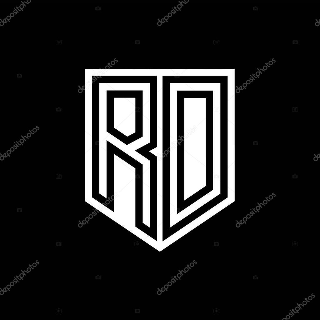 RD Letter Logo monogram shield geometric line inside shield style design template