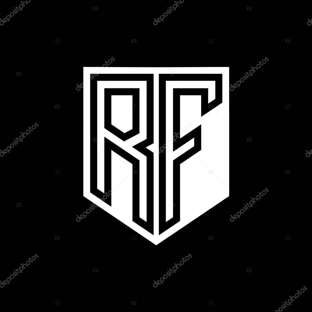 RF Letter Logo monogram shield geometric line inside shield style design template