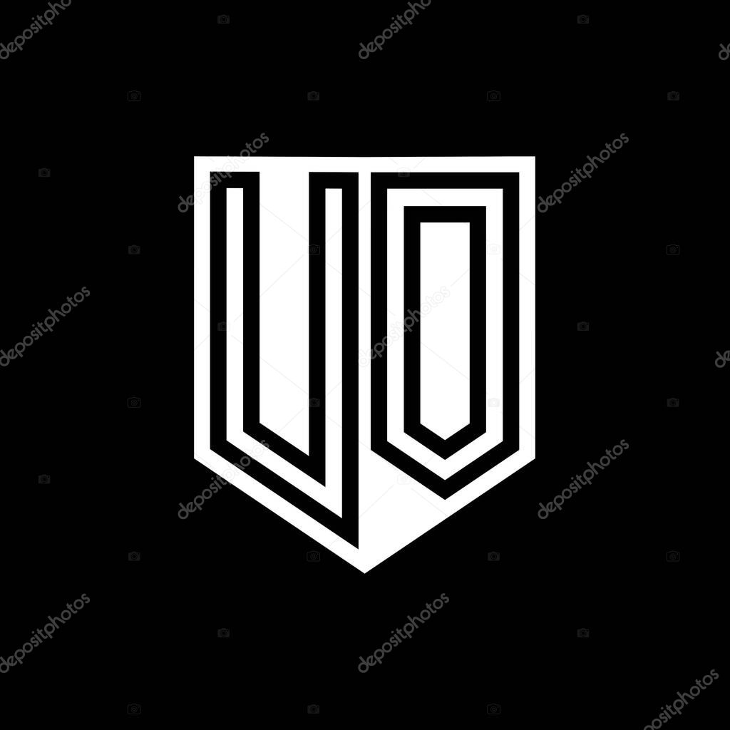 UO Letter Logo monogram shield geometric line inside shield style design template
