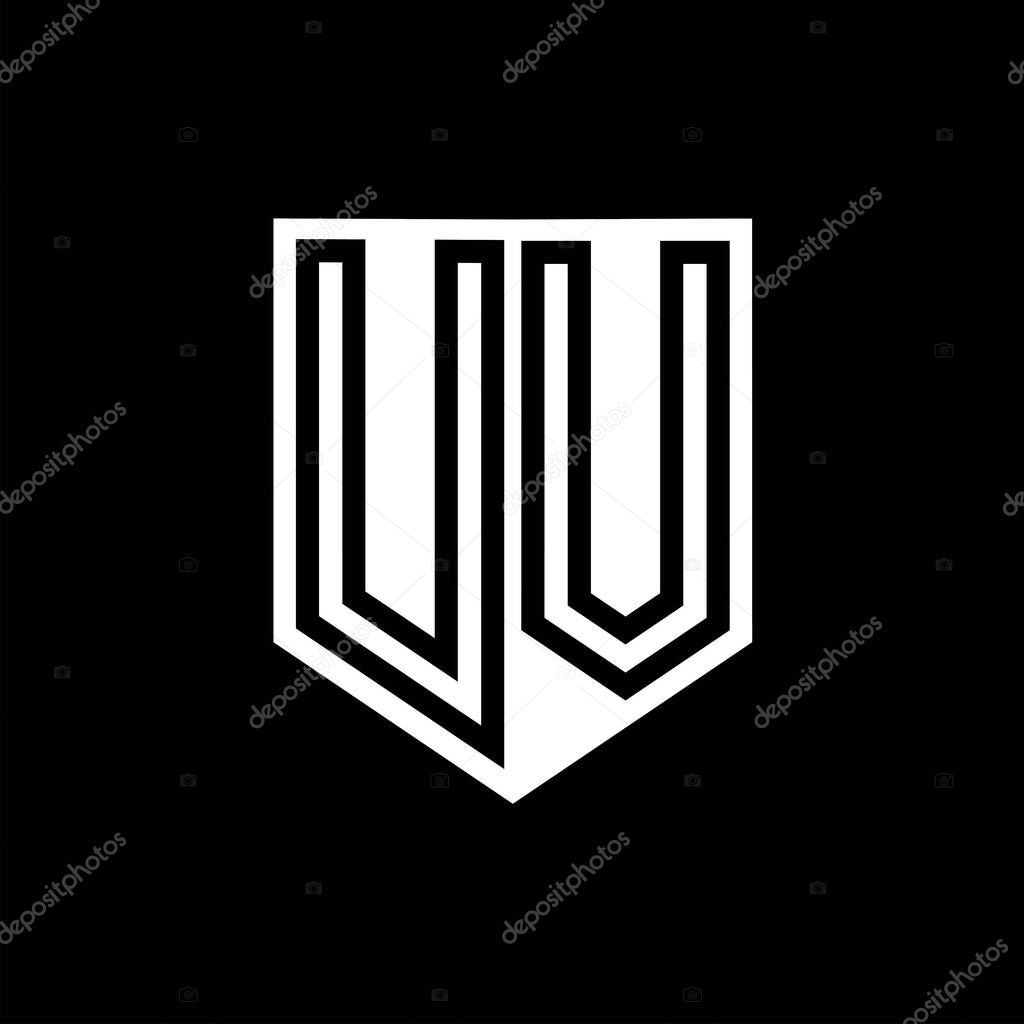UV Letter Logo monogram shield geometric line inside shield style design template