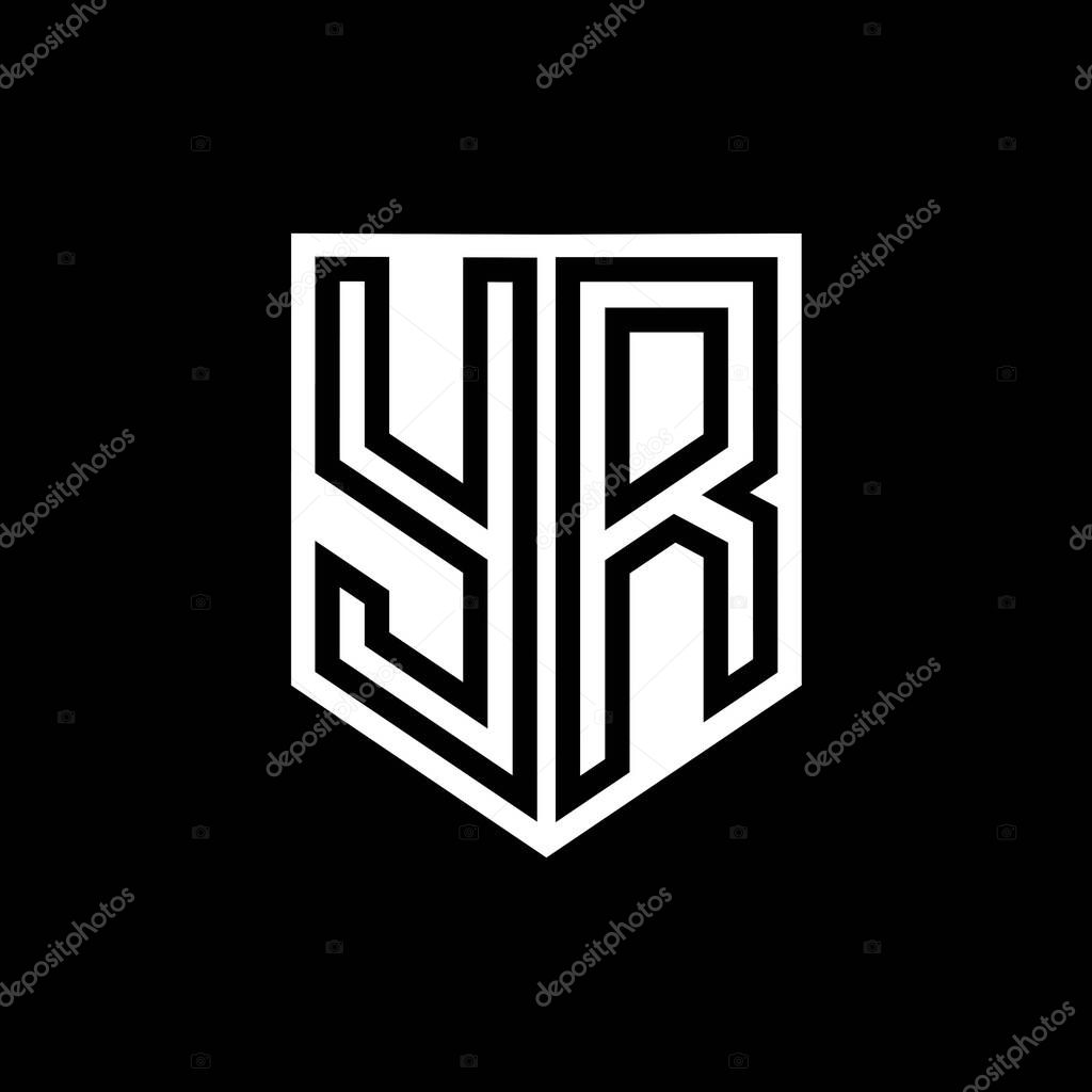 YR Letter Logo monogram shield geometric line inside shield style design template