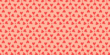 Sevimli, sevgi dolu, kusursuz desenli bir resim. Şirin pembe kalpler arka plan izi. Sevgililer Günü arkaplan dokusu, romantik düğün tasarımı.