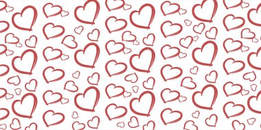 Sevimli, sevgi dolu, kusursuz desenli bir resim. Şirin pembe kalpler arka plan izi. Sevgililer Günü arkaplan dokusu, romantik düğün tasarımı.