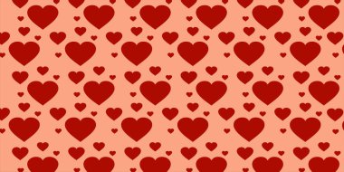 Sevimli, sevgi dolu, kusursuz desenli bir resim. Şirin pembe kalpler arka plan izi. Sevgililer Günü arkaplan dokusu, romantik düğün tasarımı.