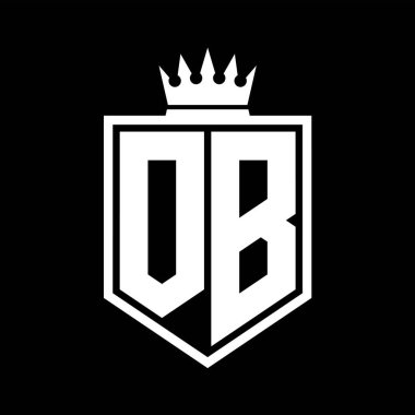 OB Harf Logosu koyu renkli kalkan geometrik şekli ve siyah-beyaz tasarım şablonu.