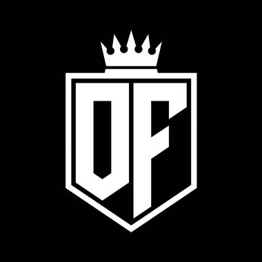 Harf Logosu monogramı. Siyah ve beyaz tasarım şablonlu kalın kalkan geometrik şekli.