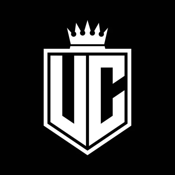 stock image UC Letter Logo monogram bold shield geometric shape with crown outline black and white style design template