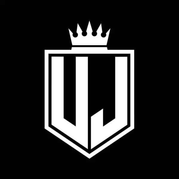 Harf Logosu Koyu Renkli Kalkan Geometrik Şekli Taç Hatları Siyah — Stok fotoğraf
