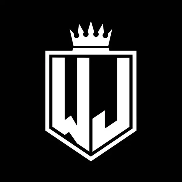 Harf Logosu Monogramı Siyah Beyaz Çizgili Kalın Kalkan Geometrik Şekli — Stok fotoğraf