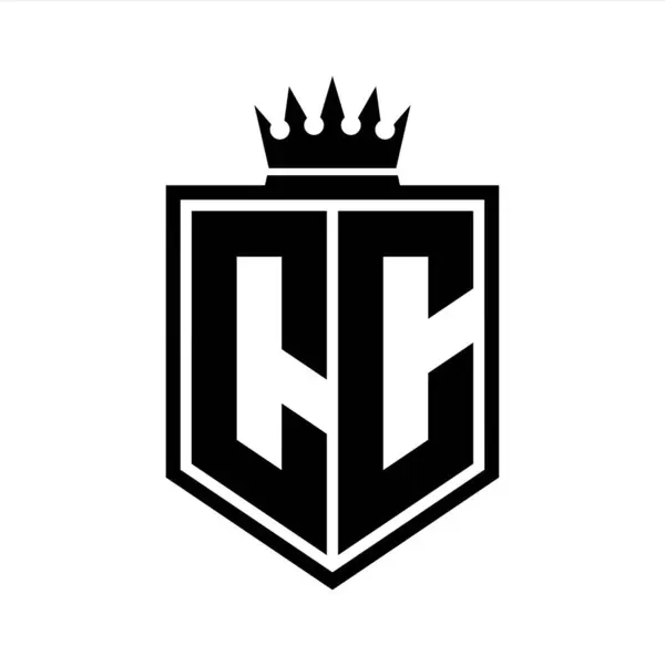 Letter Logo Monogrammi Rohkea Kilpi Geometrinen Muoto Kruunu Ääriviivat Mustavalkoinen — kuvapankkivalokuva