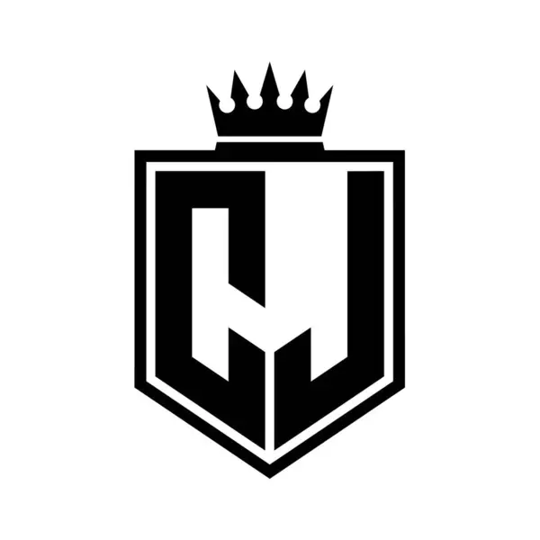 Letter Logo Monogrammi Rohkea Kilpi Geometrinen Muoto Kruunu Ääriviivat Mustavalkoinen — kuvapankkivalokuva