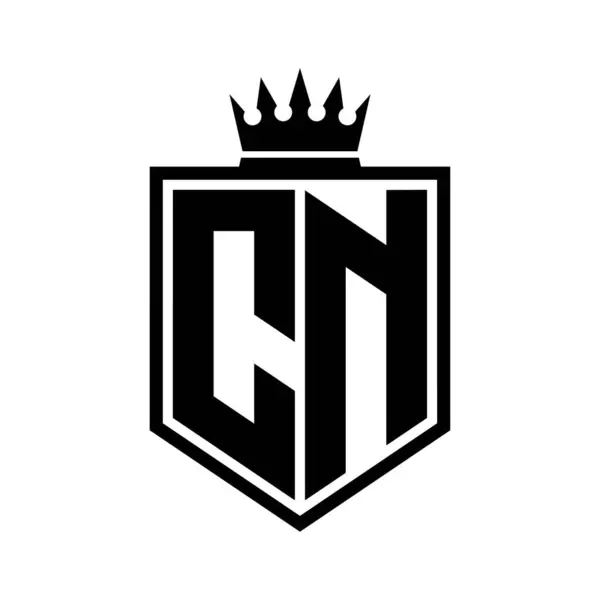 Letter Logo Monogrammi Lihavoitu Kilpi Geometrinen Muoto Kruunu Ääriviivat Mustavalkoinen — kuvapankkivalokuva