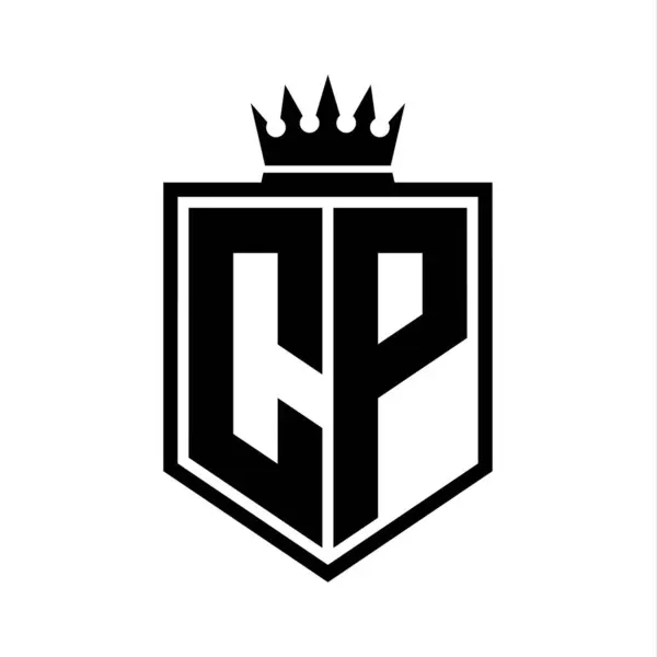 Letter Logo Monogrammi Lihavoitu Kilpi Geometrinen Muoto Kruunu Ääriviivat Mustavalkoinen — kuvapankkivalokuva