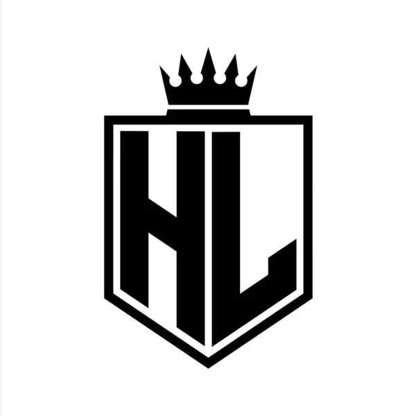 Harf Logosu Koyu Renkli Kalkan Geometrik Şekli Taç Hatları Siyah — Stok fotoğraf