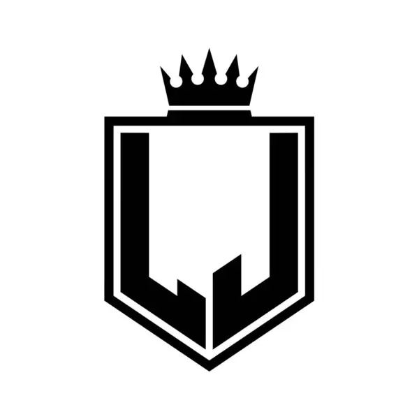 Letter Logo Монограмма Жирный Щит Геометрической Формы Контуром Короны Черно — стоковое фото